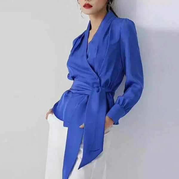 elegant lady v-neck satin blouses faux silk shirts waist tie bowtie high waist cardigan long-sleeved stitching sashes, White
elegant lady v-neck satin blouses faux silk shirts waist tie bowtie high waist cardigan long-sleeved stitching sashes, White