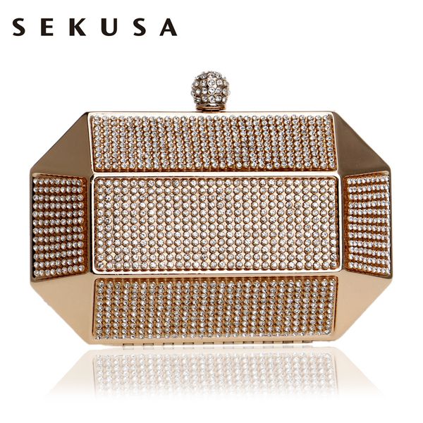 sekusa new arrival women evening bags metal fashion luxurious lady clutch crystal chain shoulder handbags for wedding party
sekusa new arrival women evening bags metal fashion luxurious lady clutch crystal chain shoulder handbags for wedding party