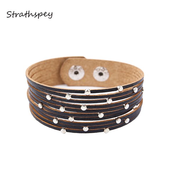 strathspey fashion hand chain women multi-layer genuine leather rivet brecelet bangle female wrap alloy buckle bracelet jewelry, Golden;silver
strathspey fashion hand chain women multi-layer genuine leather rivet brecelet bangle female wrap alloy buckle bracelet jewelry, Golden;silver