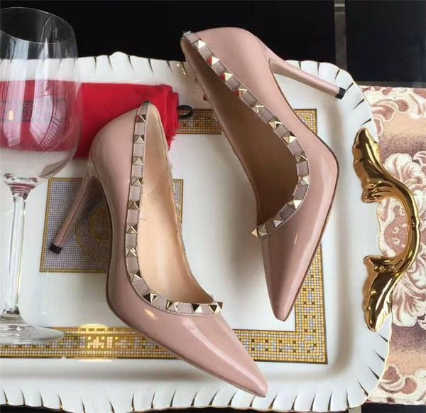 women lady woman 2019s fashion nude patent leather spikes poined toes wedding heels stiletto high heels shoes pumps 12cm 120mm, Black
women lady woman 2019s fashion nude patent leather spikes poined toes wedding heels stiletto high heels shoes pumps 12cm 120mm, Black