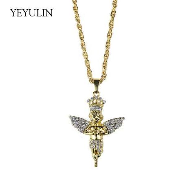 crystal angel pendant necklace bling golden metal long hip hop chain necklace jewelry for woman man gift, Silver
crystal angel pendant necklace bling golden metal long hip hop chain necklace jewelry for woman man gift, Silver