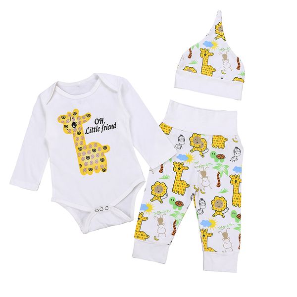 2018 newborn baby cartoon sets infant toddlers animal printing romper+long pants+hat 3pcs baby suits kids boutiques clothing, White
2018 newborn baby cartoon sets infant toddlers animal printing romper+long pants+hat 3pcs baby suits kids boutiques clothing, White