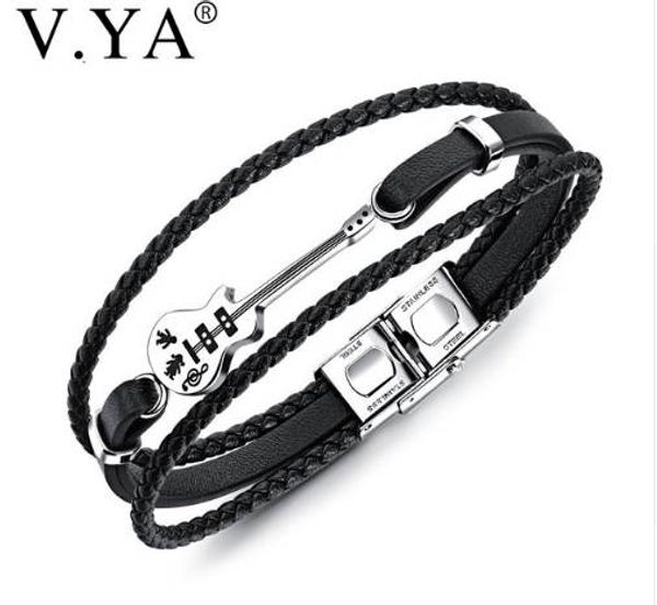 v.ya multilayer genuine leather diy guitar man bracelets classical engrave rope chain design men jewelry magnet buckle drop ship, Golden;silver
v.ya multilayer genuine leather diy guitar man bracelets classical engrave rope chain design men jewelry magnet buckle drop ship, Golden;silver