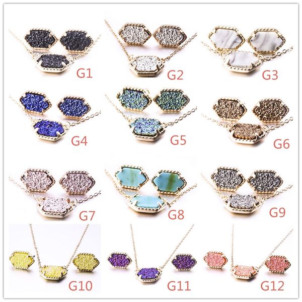 15colors drusy druzy necklace with stud earrings jewelry set brand gold silver plated resin geometry stone necklace earrings
15colors drusy druzy necklace with stud earrings jewelry set brand gold silver plated resin geometry stone necklace earrings