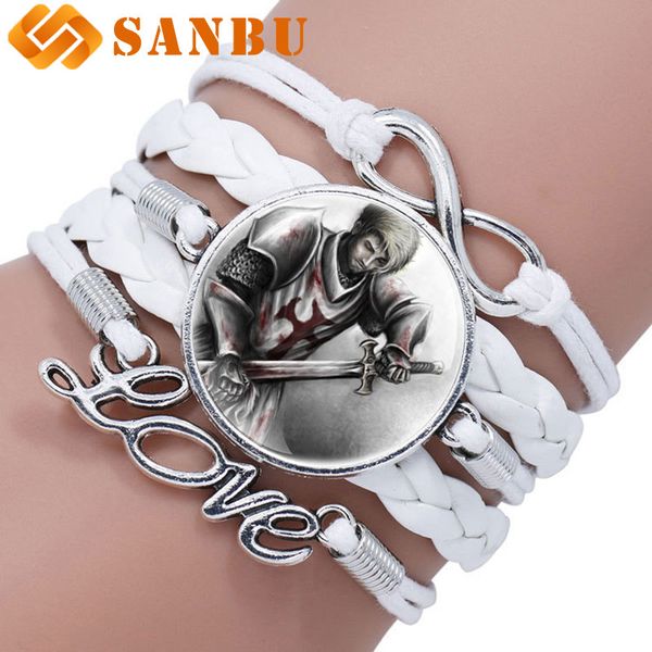 new arrivals fashion knight templar glass cabochon weave bracelet charm men women leather bangle, Black
new arrivals fashion knight templar glass cabochon weave bracelet charm men women leather bangle, Black