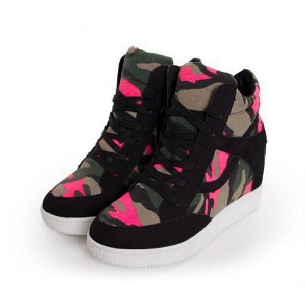 women camo platform boots lace up height increasing shoes round toe canvas botas korean ankle footwear size 35-40, Black
women camo platform boots lace up height increasing shoes round toe canvas botas korean ankle footwear size 35-40, Black