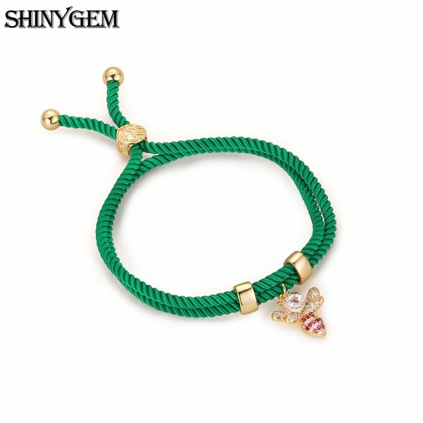 shinygem micro pave zircon bee shape charm bracelet green/pink double loop adjustable rope chain bracelet handmade women jewelry, Golden;silver
shinygem micro pave zircon bee shape charm bracelet green/pink double loop adjustable rope chain bracelet handmade women jewelry, Golden;silver