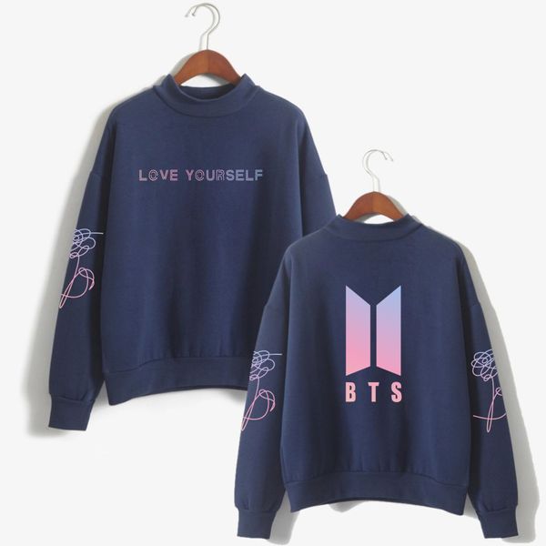 

bts love yourself k pop women hoodie sweatshirts hoodies outwear hip-hop bangtan boys tracksuit fashion coat, Black