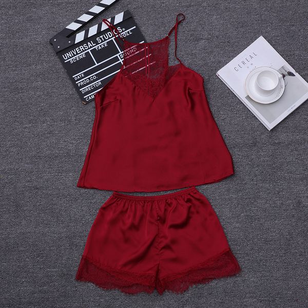summer women's short camisole pajama set simulation silk lace v-neck beauty back paghetti strap pajamas shorts tracksuit, Blue;gray
summer women's short camisole pajama set simulation silk lace v-neck beauty back paghetti strap pajamas shorts tracksuit, Blue;gray