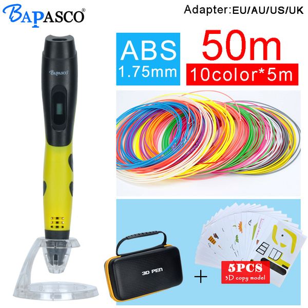 bapasco 3d pen bp-04+50meter(10colors) abs+5pcs drawing template 3d printing pen creative birthday gift for kids drawing, Black;red
bapasco 3d pen bp-04+50meter(10colors) abs+5pcs drawing template 3d printing pen creative birthday gift for kids drawing, Black;red