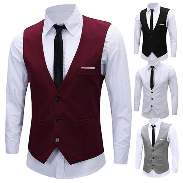 men's formal business slim fit v-neck solid single-breasted vest suit waistcoat new arrival sale, Black;white
men's formal business slim fit v-neck solid single-breasted vest suit waistcoat new arrival sale, Black;white