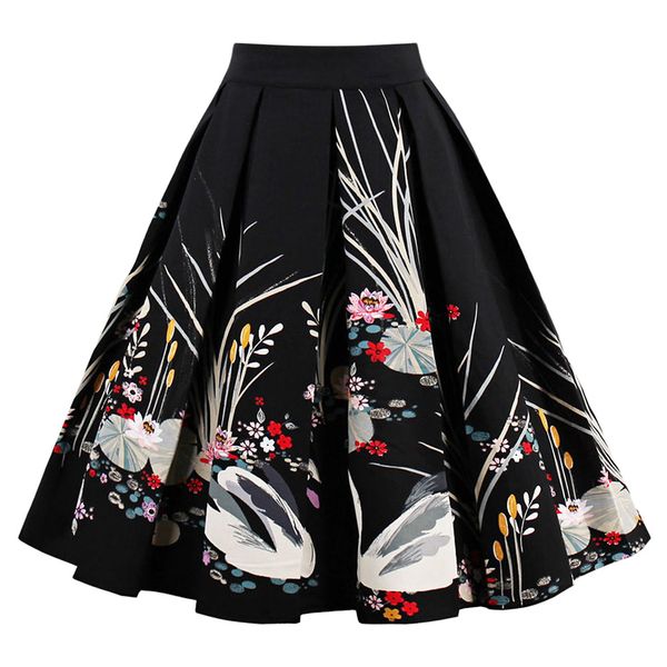 kenancy elegant women 1950s vintage skirts black swan pattern print cotton skirts 2017 new tulle high waist a line office
kenancy elegant women 1950s vintage skirts black swan pattern print cotton skirts 2017 new tulle high waist a line office