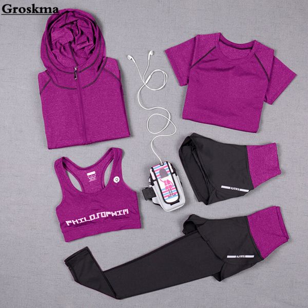 high waist pants+hooded coat+t shirt+bra+pants women yoga 5 pieces set outdoor running quick dry fitness gym clothing sports set, White;red
high waist pants+hooded coat+t shirt+bra+pants women yoga 5 pieces set outdoor running quick dry fitness gym clothing sports set, White;red