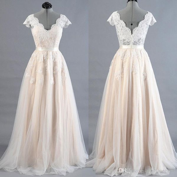 2019 beach wedding dresses geogerous bridal gowns a-line capped sleeves lace appliques sweep train plus size customized vestido de noiva, White
2019 beach wedding dresses geogerous bridal gowns a-line capped sleeves lace appliques sweep train plus size customized vestido de noiva, White