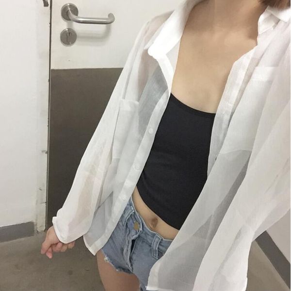 sun protection clothing female 2018 summer soft coat korean version of the wild chiffon cardigan thin shirt loose air-conditioning shirt, White
sun protection clothing female 2018 summer soft coat korean version of the wild chiffon cardigan thin shirt loose air-conditioning shirt, White