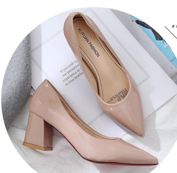 send 2018 spring new style korean coarse heel pointed end high heeled shoes shallow mouth women single shoes, Black
send 2018 spring new style korean coarse heel pointed end high heeled shoes shallow mouth women single shoes, Black