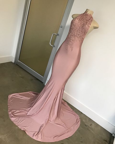 2019 new blush pink mermaid prom dresses jewel neck backless lace applique sweep train elegant evening formal dress vestidos de fiesta, Black
2019 new blush pink mermaid prom dresses jewel neck backless lace applique sweep train elegant evening formal dress vestidos de fiesta, Black
