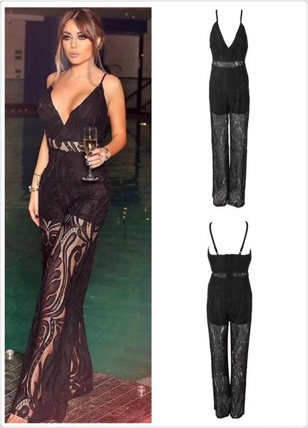 black skinny full length lace v-neck rayon bandage jumpsuit party fashion jumpsuit, Black;white
black skinny full length lace v-neck rayon bandage jumpsuit party fashion jumpsuit, Black;white