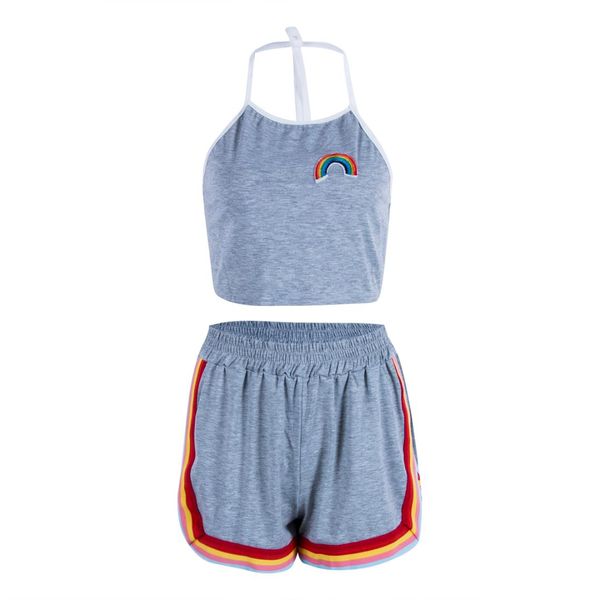 fashion women suit vest shorts clothes set summer sleeveless crop halter gray backless 2pcs
fashion women suit vest shorts clothes set summer sleeveless crop halter gray backless 2pcs