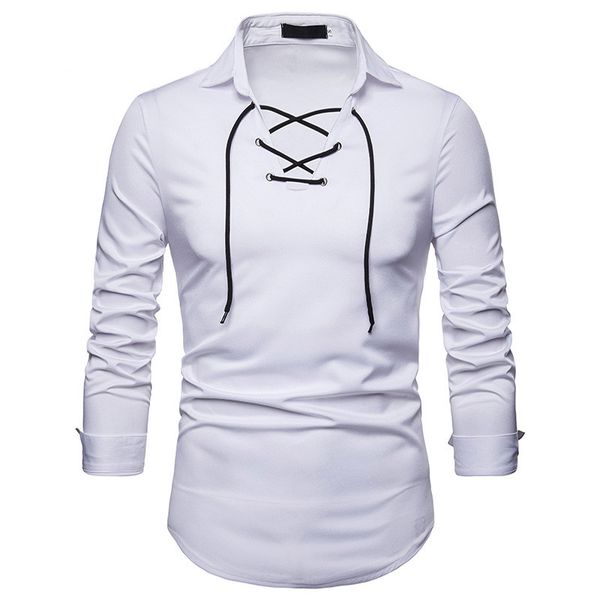 men's shirt 2018 men's shoelace lapel fashion shirt casual long sleeve slim fit male shirts brand clothes, White;black
men's shirt 2018 men's shoelace lapel fashion shirt casual long sleeve slim fit male shirts brand clothes, White;black