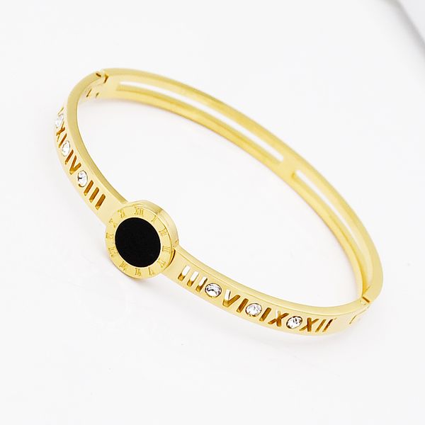 new fashion zircon jewelry stainless steel roman numerals brands bracelets for women bangle jewelry wholesale, Black
new fashion zircon jewelry stainless steel roman numerals brands bracelets for women bangle jewelry wholesale, Black