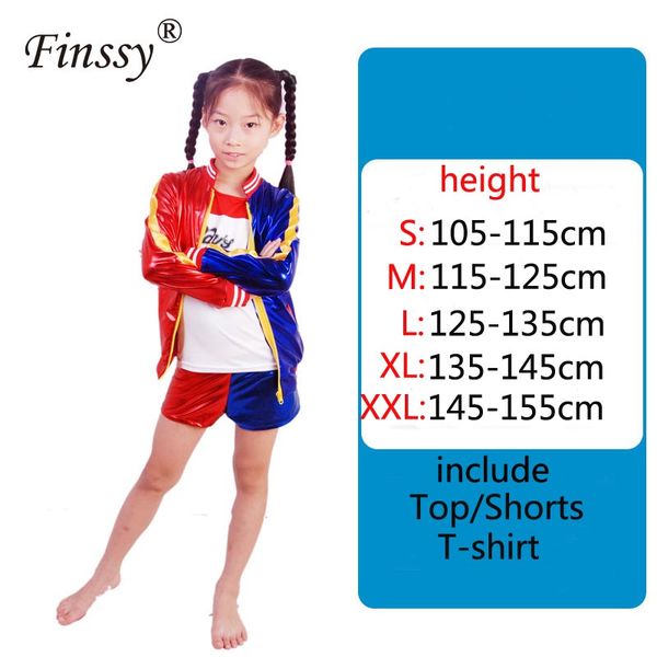 girls cosplay suicide squad quinn halloween costume stage performance suit jazz dance suit birthday present for kids, Black;red
girls cosplay suicide squad quinn halloween costume stage performance suit jazz dance suit birthday present for kids, Black;red