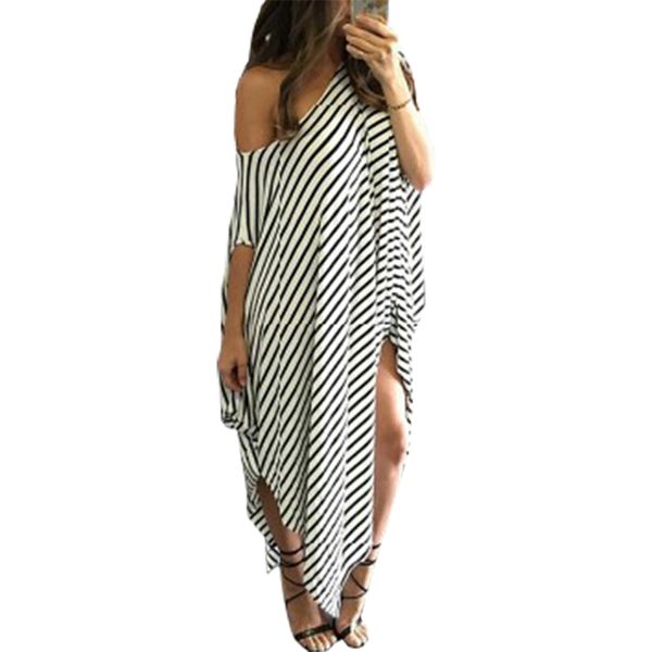 dress women 2018 long irregular europe america new loose striped strapless dresses women clothing vestidos lbd922, White;black
dress women 2018 long irregular europe america new loose striped strapless dresses women clothing vestidos lbd922, White;black