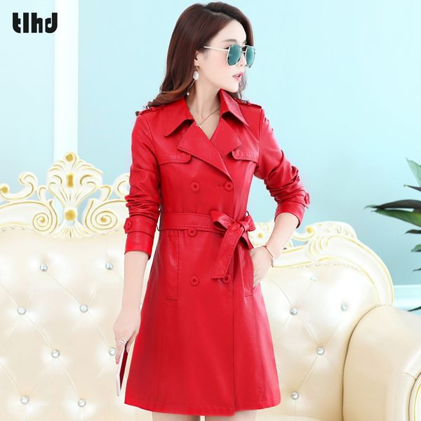 tlhd leather jacket women fashion new plus size double-breasted ladies faux synthetic long leather trench coat, Black
tlhd leather jacket women fashion new plus size double-breasted ladies faux synthetic long leather trench coat, Black