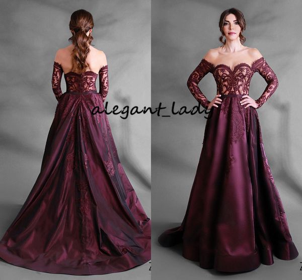off shoulder long sleeve prom formal dresses 2018 retro vintage burgundy lace stain plus size dubai arabic evening wear gowns, Black
off shoulder long sleeve prom formal dresses 2018 retro vintage burgundy lace stain plus size dubai arabic evening wear gowns, Black