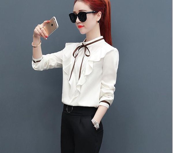 flounced chiffon shirt 2018 new spring korean fashion woman small shirt frenulum tide, White
flounced chiffon shirt 2018 new spring korean fashion woman small shirt frenulum tide, White