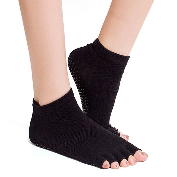1 pair anti-slip half toe yoga socks antiskid peep toepilates ankle grip durable open half five fingers cotton yoga socks, Black
1 pair anti-slip half toe yoga socks antiskid peep toepilates ankle grip durable open half five fingers cotton yoga socks, Black
