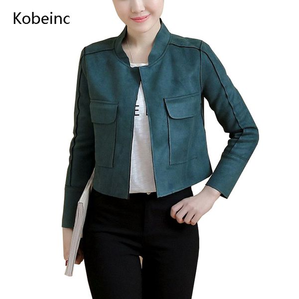 wholesale- kobeinc open stitch short jackets women suede leather jackets autumn wild casual cozy coats solid color long sleeves casacos, Black;brown
wholesale- kobeinc open stitch short jackets women suede leather jackets autumn wild casual cozy coats solid color long sleeves casacos, Black;brown