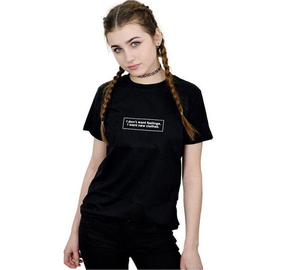 letter want new clothes printing loose short-sleeved t-shirt female, White 
letter want new clothes printing loose short-sleeved t-shirt female, White