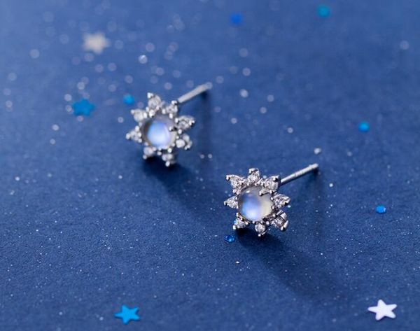 9mm*4mm small 100% authentic real 100% 925 sterling silver fine jewelry white moonstone & star of david stud earrings czgtle2408, Golden;silver