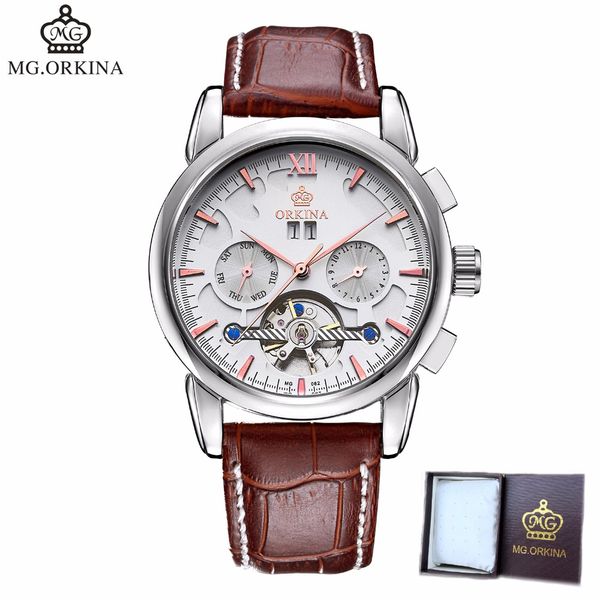 orkina new mechanical watches men automatic watch men clock wrist watch for leather relogio masculino, Slivery;brown
orkina new mechanical watches men automatic watch men clock wrist watch for leather relogio masculino, Slivery;brown