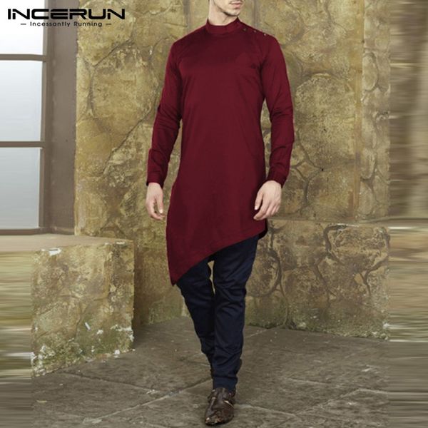 incerun chic men's shirts long sleeve irregular hem casual dress shirts button solid color muslim clothing kaftan thobe kurta, White;black
incerun chic men's shirts long sleeve irregular hem casual dress shirts button solid color muslim clothing kaftan thobe kurta, White;black