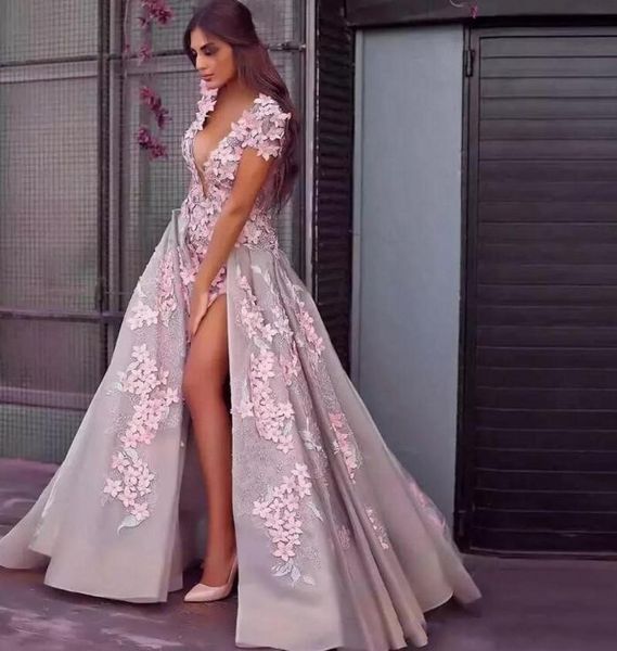 deep v neck prom dresses saudi arabia flora appliques evening gowns cap sleeve side split women formal party dress sweep train custom made, Black
deep v neck prom dresses saudi arabia flora appliques evening gowns cap sleeve side split women formal party dress sweep train custom made, Black