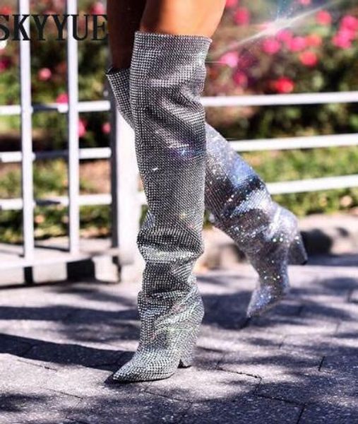 women luxury bling boots niki slouch crystal-embellished leather knee booties covered cone heels diamonds shoes women, Black
women luxury bling boots niki slouch crystal-embellished leather knee booties covered cone heels diamonds shoes women, Black