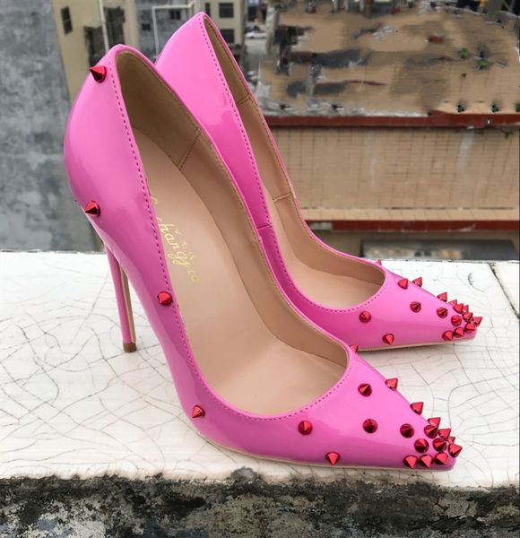 2018 euramerican new pink, pink, leather, rivet, pointed, high heel shoes, shallow shoes, small shoes, Black
2018 euramerican new pink, pink, leather, rivet, pointed, high heel shoes, shallow shoes, small shoes, Black