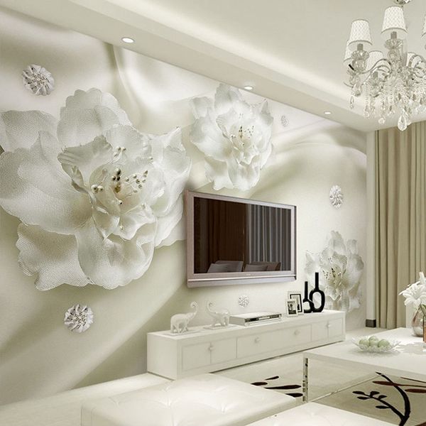 

custom any size 3d wall murals wallpaper silk flower european style 3d tv background large wall painting living room mural paper