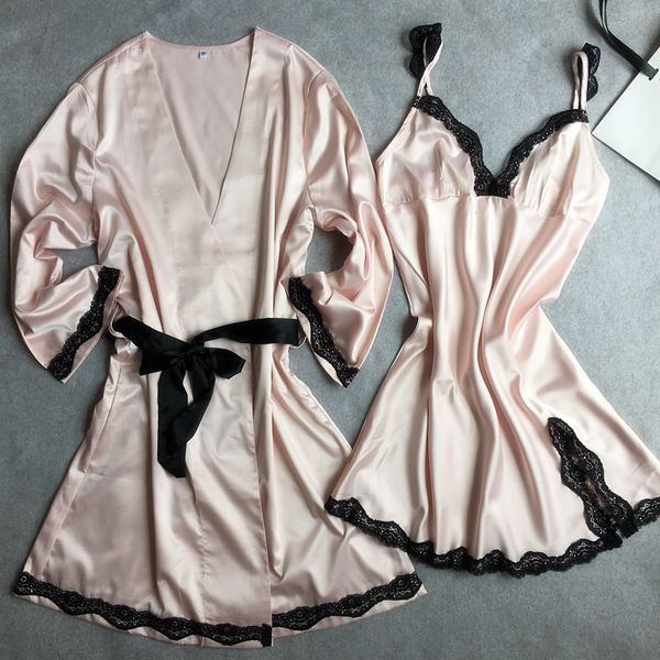 pink kimono bathrobe gown leisure sleep set 2pcs sleepwear new women robe lace intimate lingerie wedding night dress -xl, Black;red
pink kimono bathrobe gown leisure sleep set 2pcs sleepwear new women robe lace intimate lingerie wedding night dress -xl, Black;red