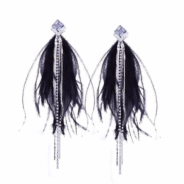 long feather earrings new boho style tassel rhinestone drop earring for women feather dangle statement earring 4 colors qd, Silver
long feather earrings new boho style tassel rhinestone drop earring for women feather dangle statement earring 4 colors qd, Silver