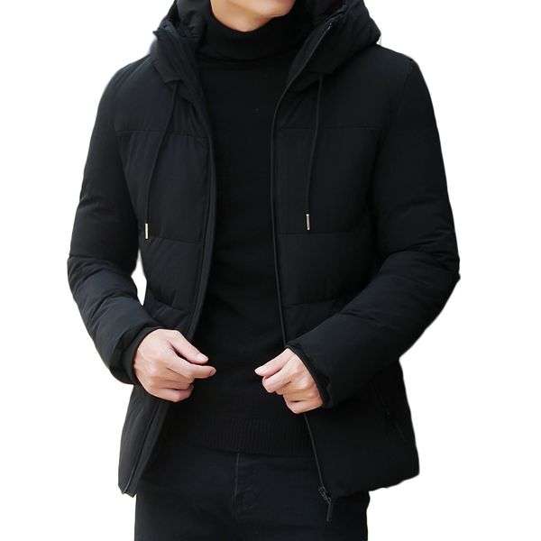 men fashion trend casual down coat winter parkas, Black