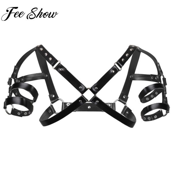 black men hombre lingerie faux leather armor shoulder adjustable body chest shoulder harness bondage costume with press buttons
black men hombre lingerie faux leather armor shoulder adjustable body chest shoulder harness bondage costume with press buttons