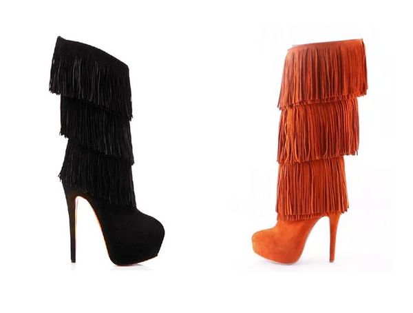 europe 2017 new list women's high heel boots factory outlet matte genuine leather fringed barrel pointed martin boots, Black
europe 2017 new list women's high heel boots factory outlet matte genuine leather fringed barrel pointed martin boots, Black