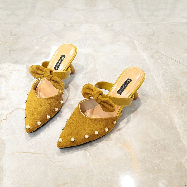 new summer women slippers pointed toe rivet butterfly-knot 7cm high spike heels ladies shoes summer party wedding women slides, Black
new summer women slippers pointed toe rivet butterfly-knot 7cm high spike heels ladies shoes summer party wedding women slides, Black