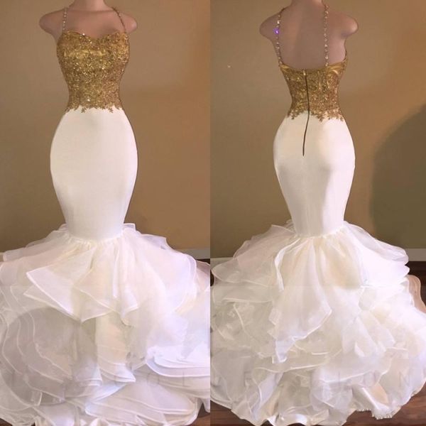 golden&white mermaid prom dresses 2018 spaghetti strap appliques lace ruffles tiered party dress fashion backless african prom dress, Black
golden&white mermaid prom dresses 2018 spaghetti strap appliques lace ruffles tiered party dress fashion backless african prom dress, Black