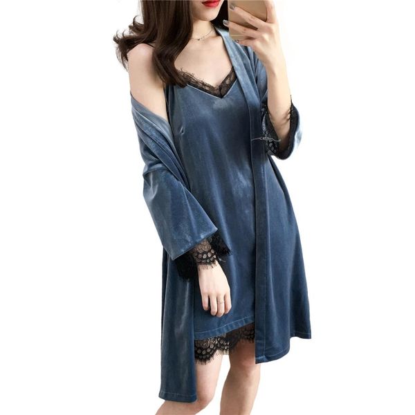 winter new women lace robe set elegant female velvet 2 pcs sleepwear kimono bathrobe gown casual nightdress lady gift, Black;red
winter new women lace robe set elegant female velvet 2 pcs sleepwear kimono bathrobe gown casual nightdress lady gift, Black;red