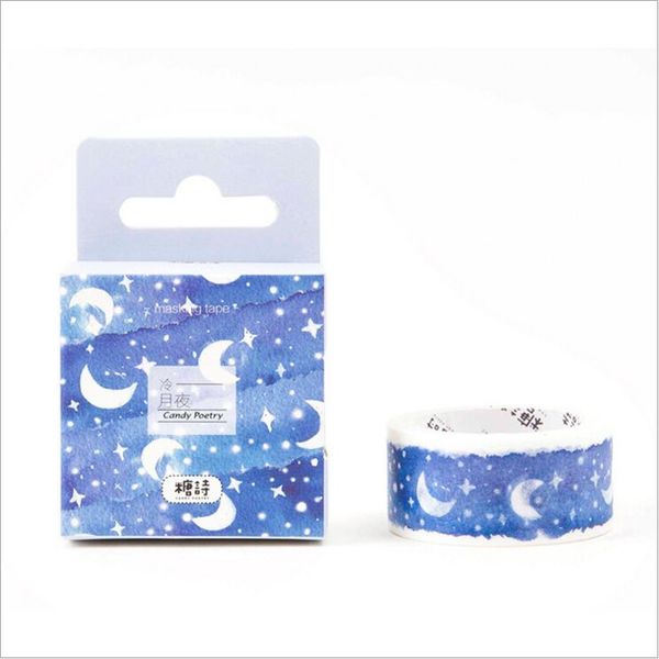 

20mm wide shinning moon stars blue night sky decoration washi tape diy planner diary scrapbooking sticker masking tape 2016