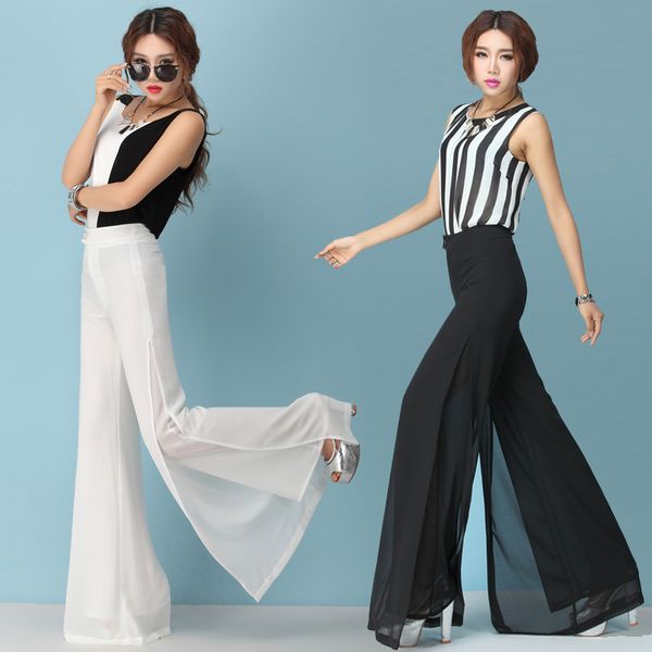 2018 summer thin new chiffon broad leg pants leisure bigfoot split skirt female long pants wide leg black and white d854, Black;white
2018 summer thin new chiffon broad leg pants leisure bigfoot split skirt female long pants wide leg black and white d854, Black;white